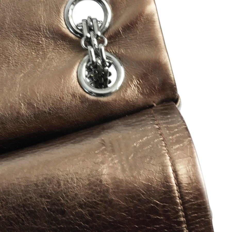 CHANEL 2008-2009 2.55 Matelassé Chain Double Flap Shoulder Bag with Pouch