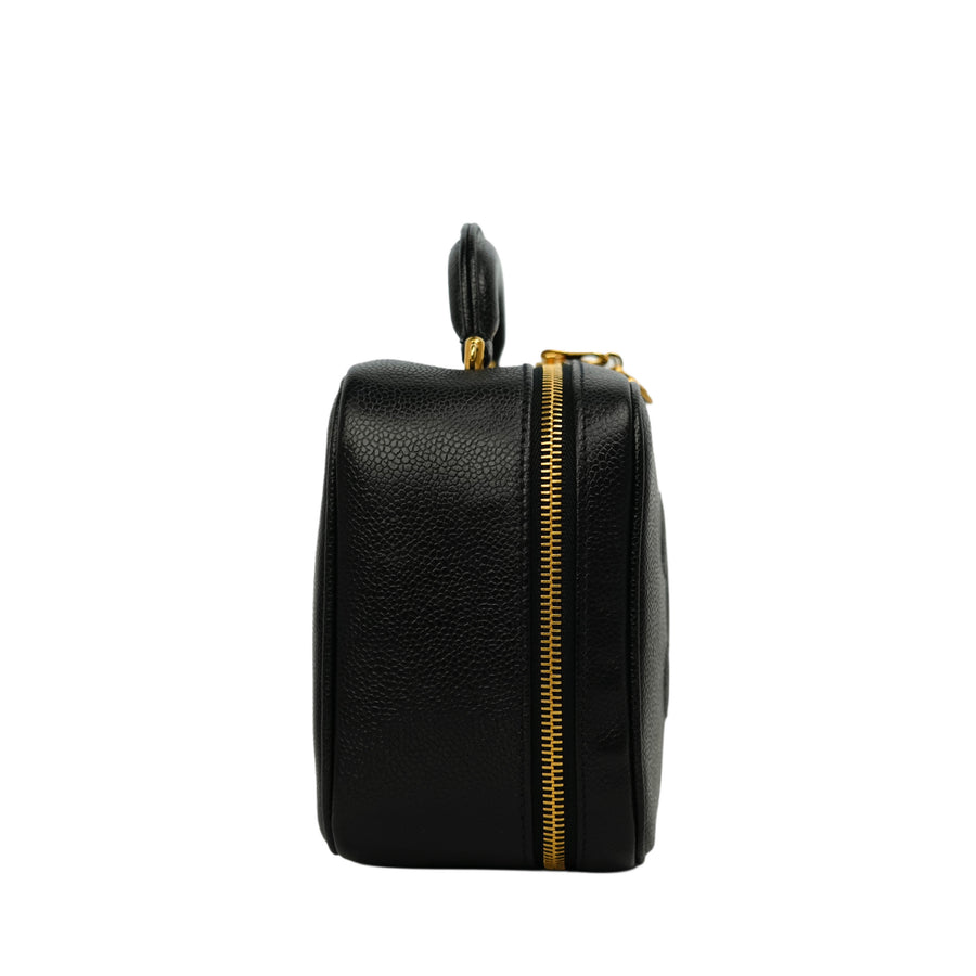 CHANEL 1996–1997 Caviar Leather Vanity Handbag / Shoulder Bag 2-Way