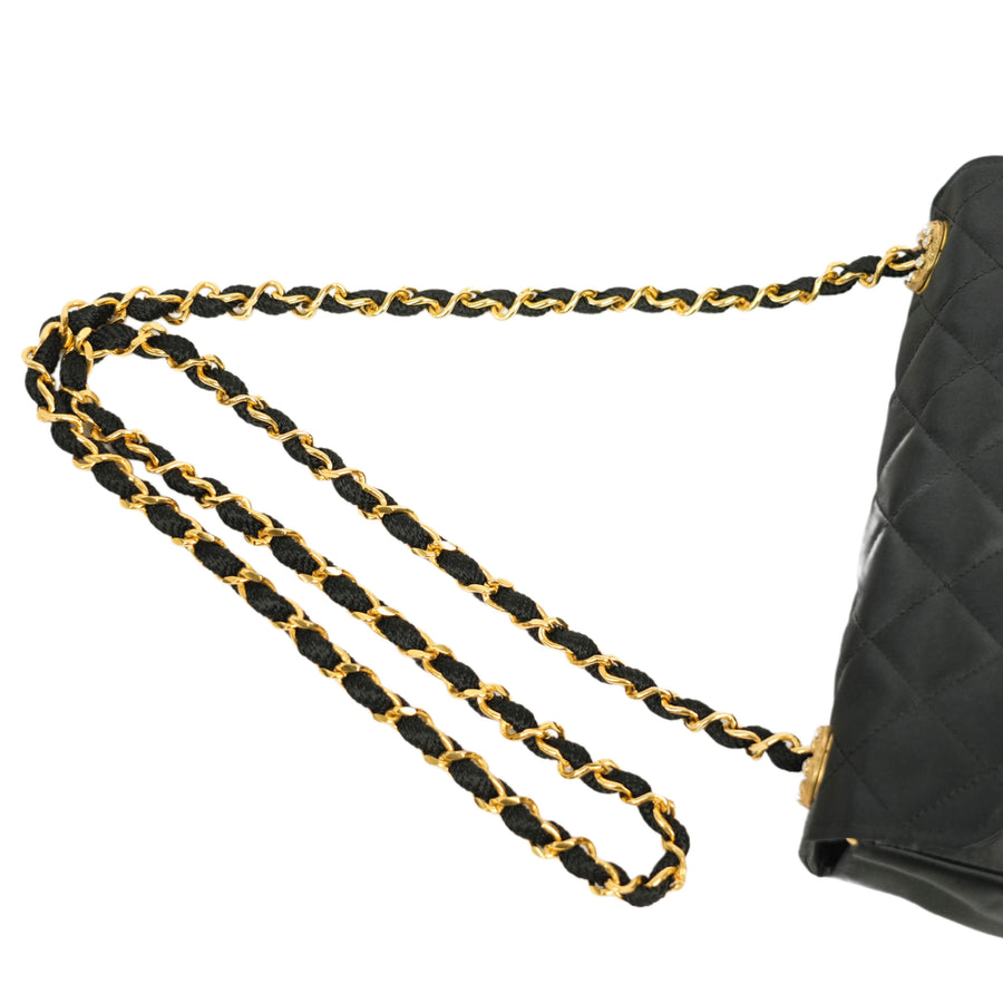 CHANEL 1986–1988 Matelassé Rhinestone Coco Mark Chain Shoulder Bag