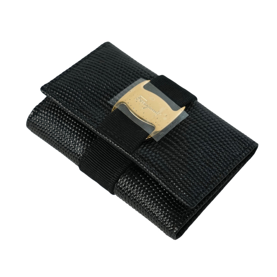 SALVATORE FERRAGAMO Lizard Pattern Vara Plate Key Case