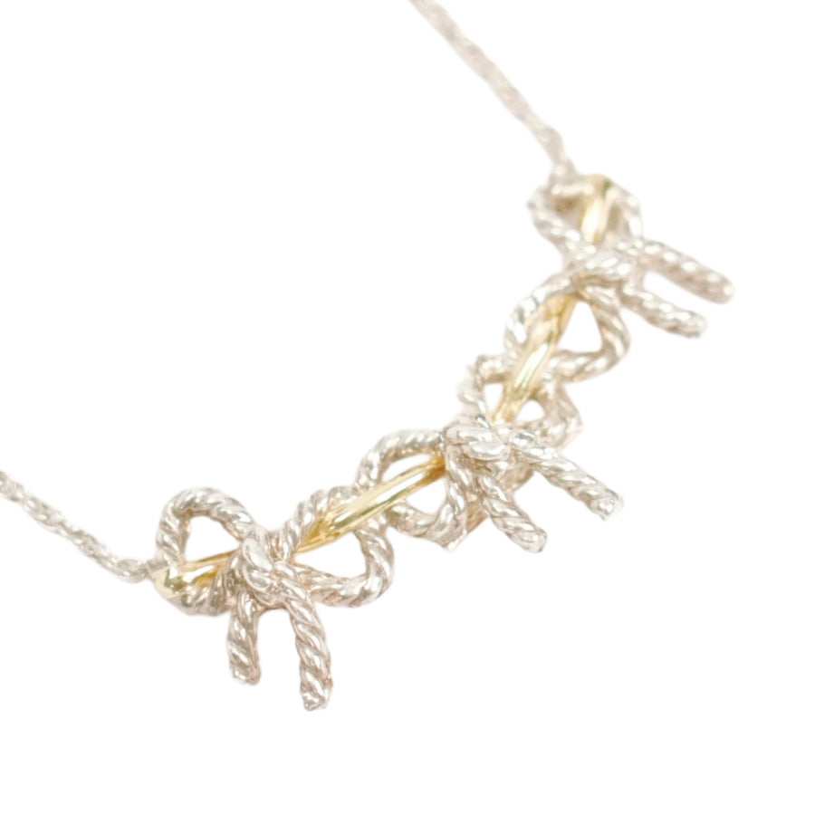 TIFFANY & CO. SV925 K18YG Triple Ribbon Necklace