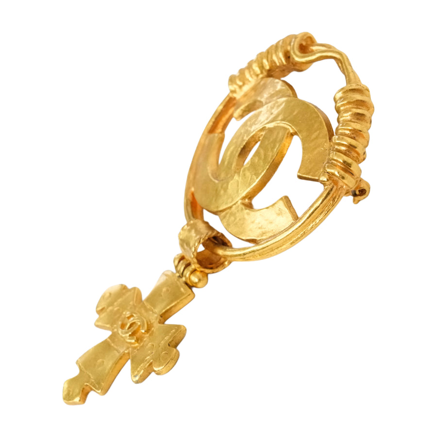 CHANEL Coco Mark Cross Motif Brooch