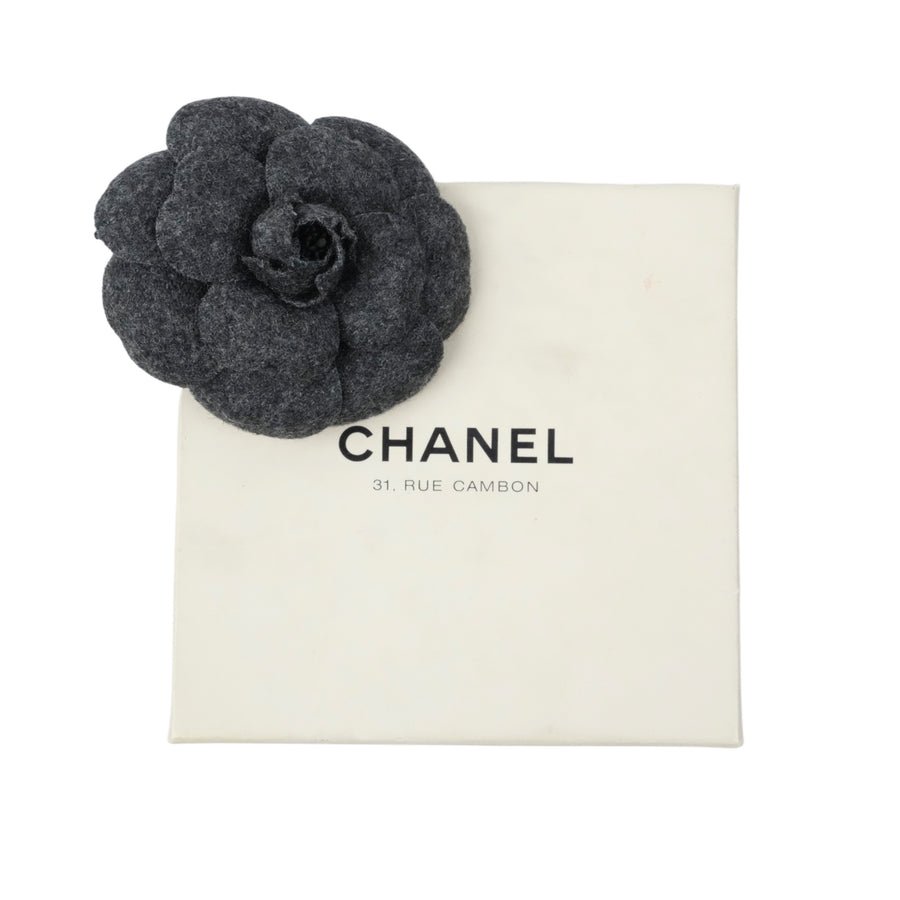 CHANEL Felt Camellia Brooch