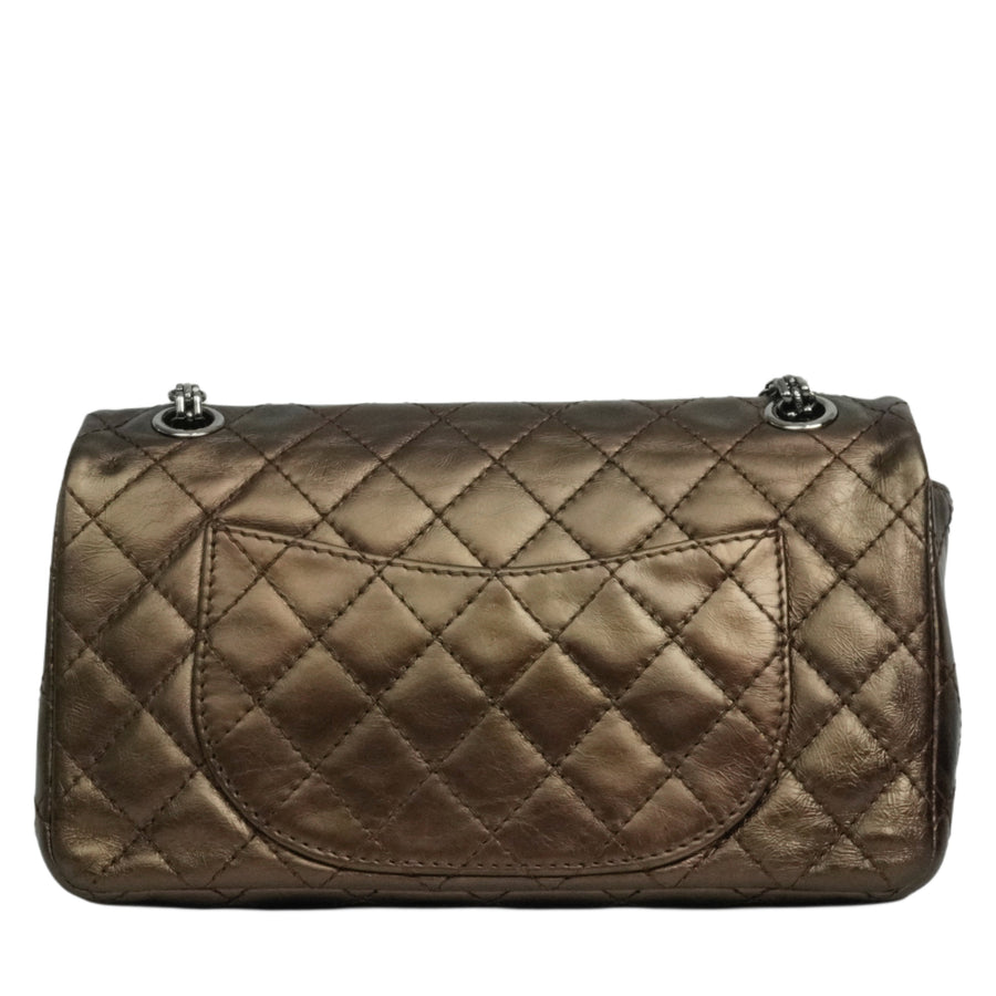 CHANEL 2008-2009 2.55 Matelassé Chain Double Flap Shoulder Bag with Pouch