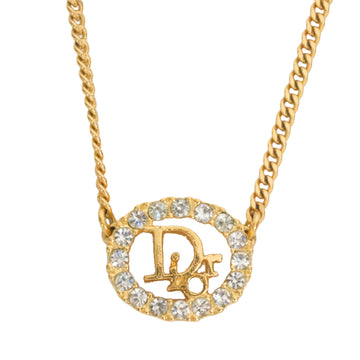 CHRISTIAN DIOR Logo Oval Rhinestone Necklace