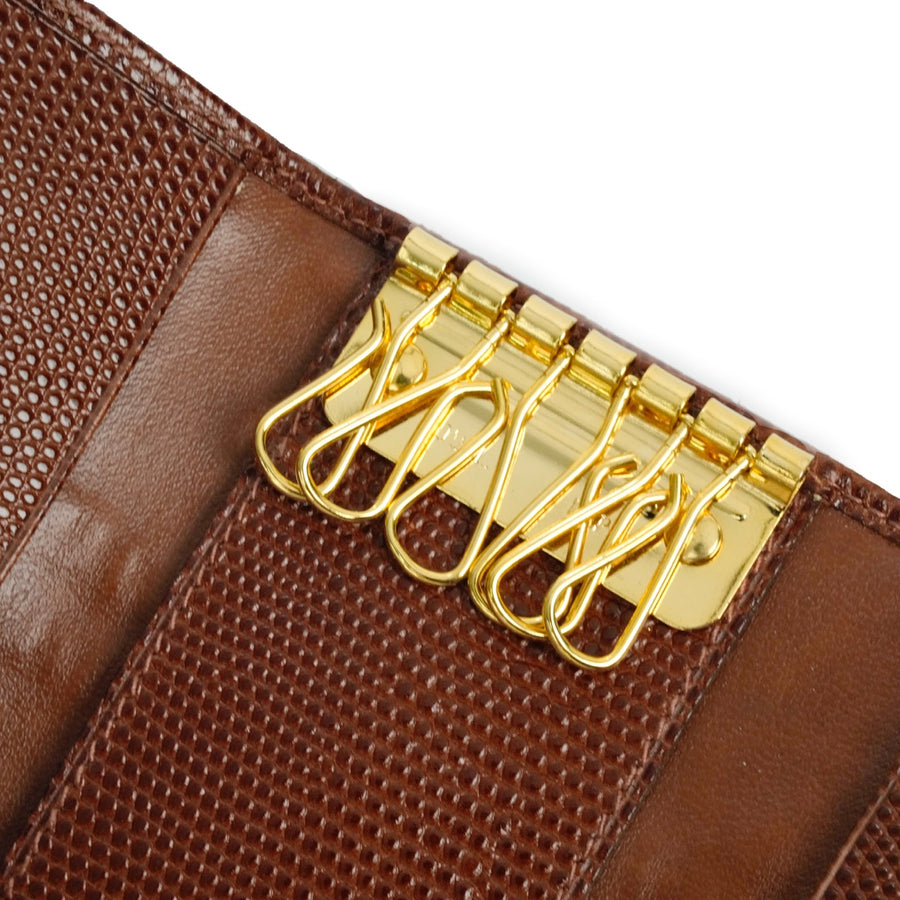 SALVATORE FERRAGAMO Lizard Pattern Vara Plate Key Case