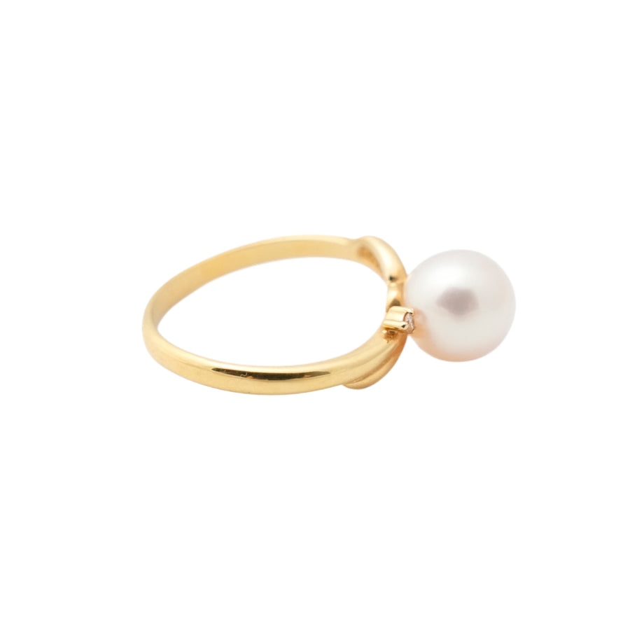 TASAKI K18 Pearl 7.70mm (Side Stones: Diamond 0.01) 2.8g  Ring