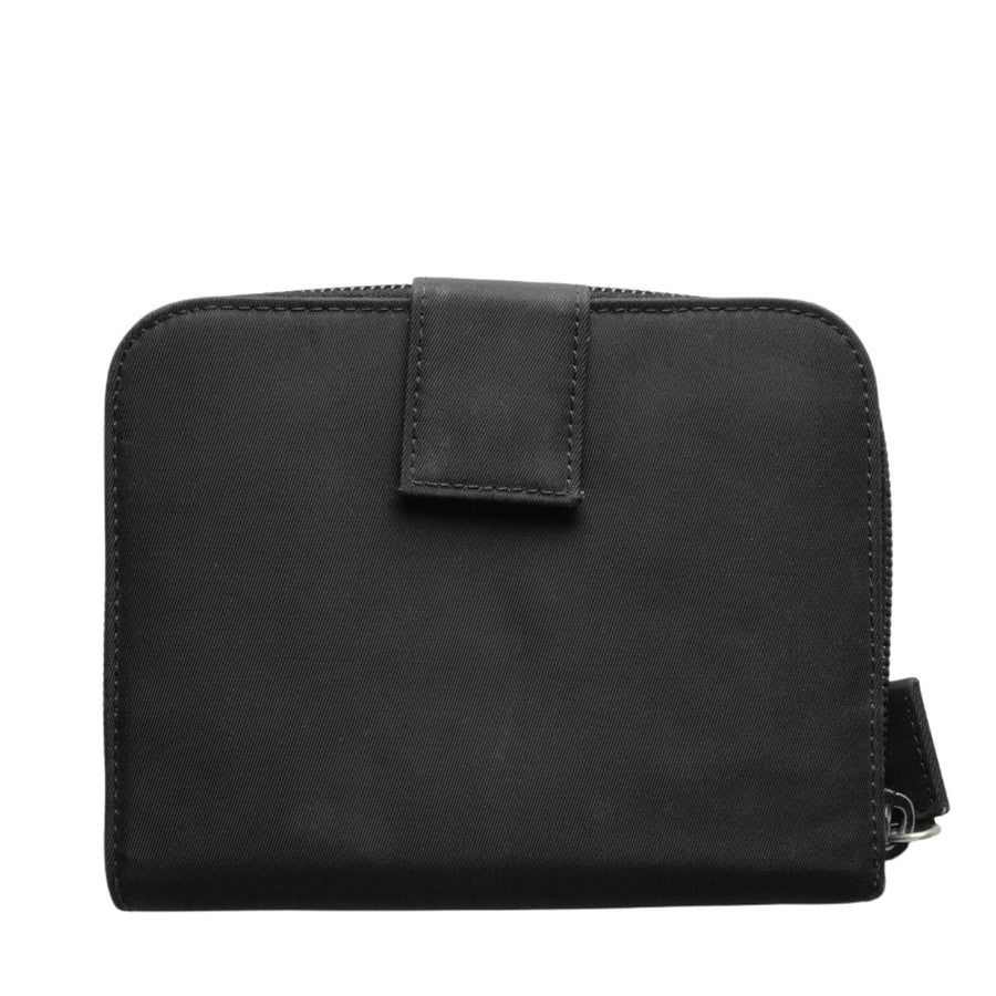 PRADA Nylon Round Zip Compact Wallet