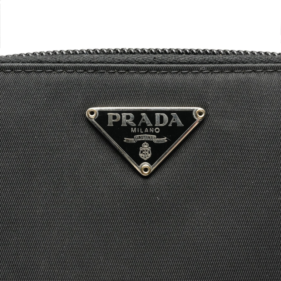 PRADA Nylon Round Zip Compact Wallet
