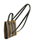 FENDI Logo Pequin Handbag / Backpack / Shoulder Bag 3-Way
