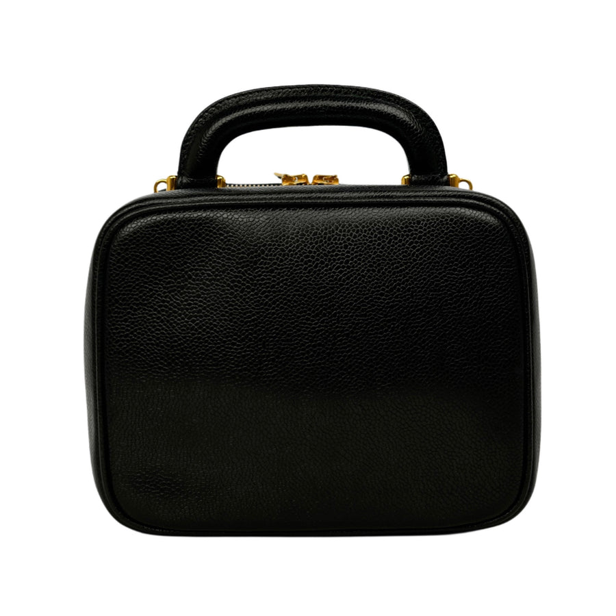 CHANEL 1996–1997 Caviar Leather Vanity Handbag / Shoulder Bag 2-Way