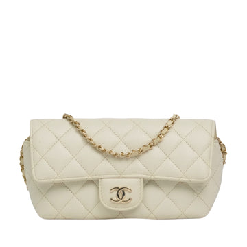 CHANEL Matelassé Chain Caviar Skin Shoulder Bag / Eyewear Case