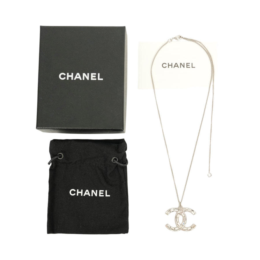 CHANEL Coco Mark Square Rhinestone Reversible Necklace