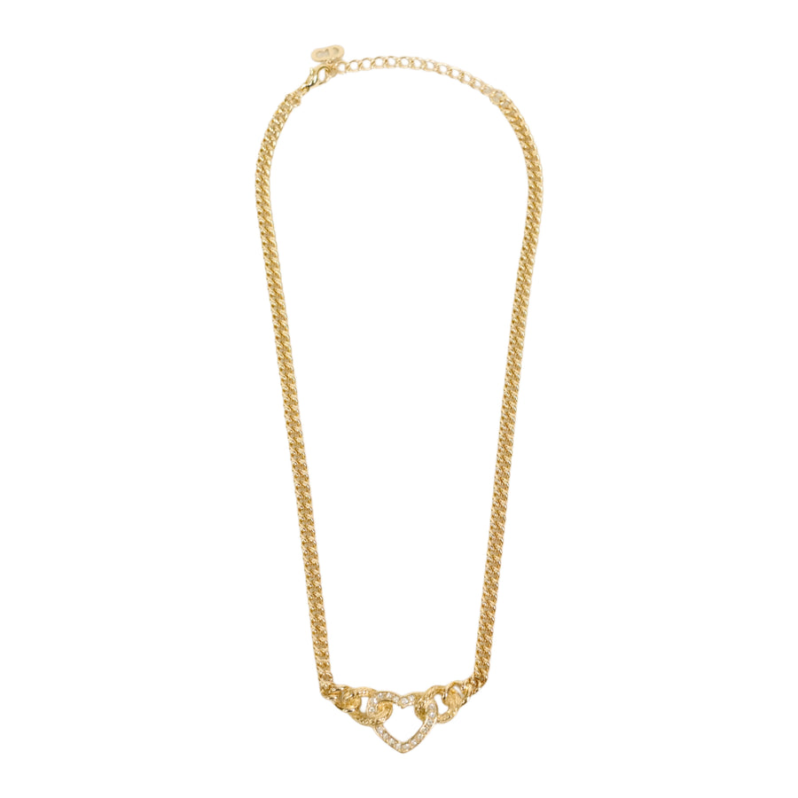 CHRISTIAN DIOR Heart Rhinestone Necklace