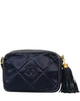 CHANEL 1986-1988 Matelasse Fringe Chain Satin Shoulder Bag