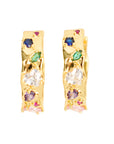 Vintage-Style Multicolor Stone Hoop Earrings