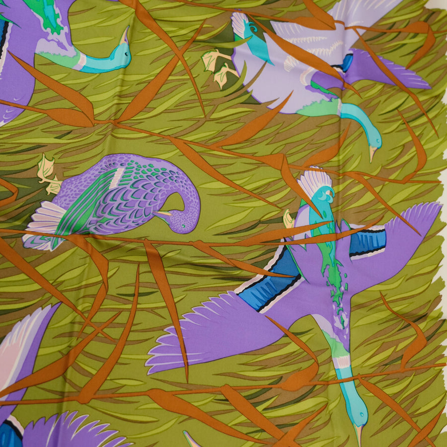 HERMES Carre 90 “Cols Verts” Mallard Scarf