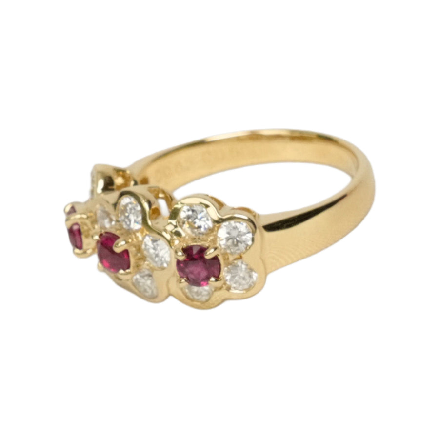 K18 Natural Ruby 0.60ct Diamond 0.83ct Ring