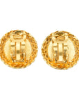 CHANEL Gold Button Earrings