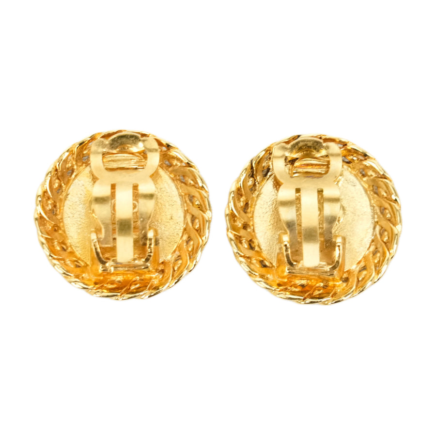 CHANEL Gold Button Earrings