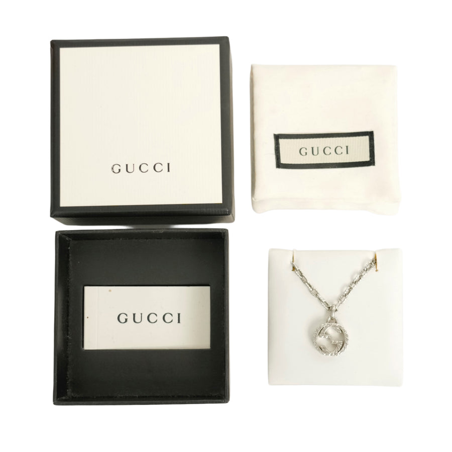 GUCCI SV925 Arabesque Interlocking GG Logo Necklace