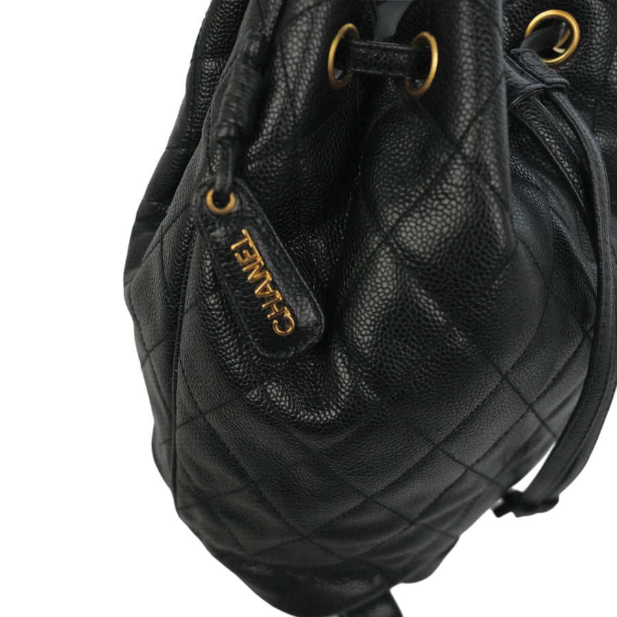 CHANEL 1994–1996 Drawstring Style Caviar Leather Backpack / Handbag