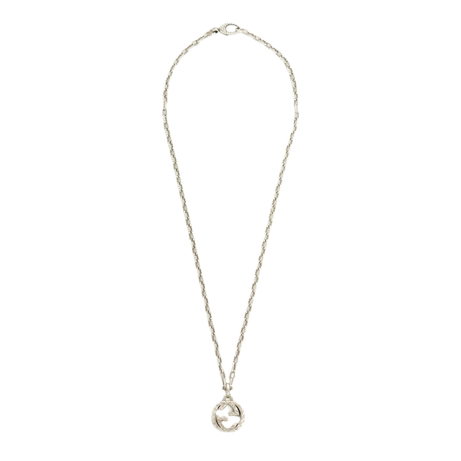 GUCCI SV925 Arabesque Interlocking GG Logo Necklace