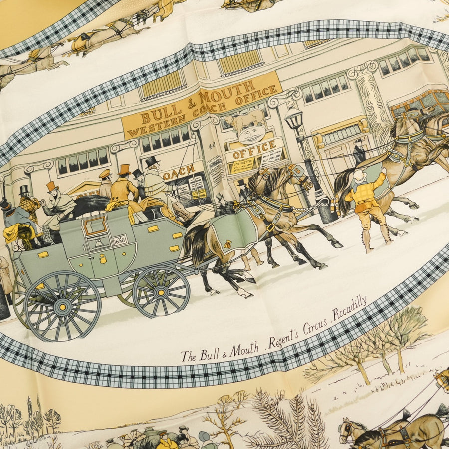 HERMES Carre 90 "Bull & Mouth" Mail Coach Silk Scarf