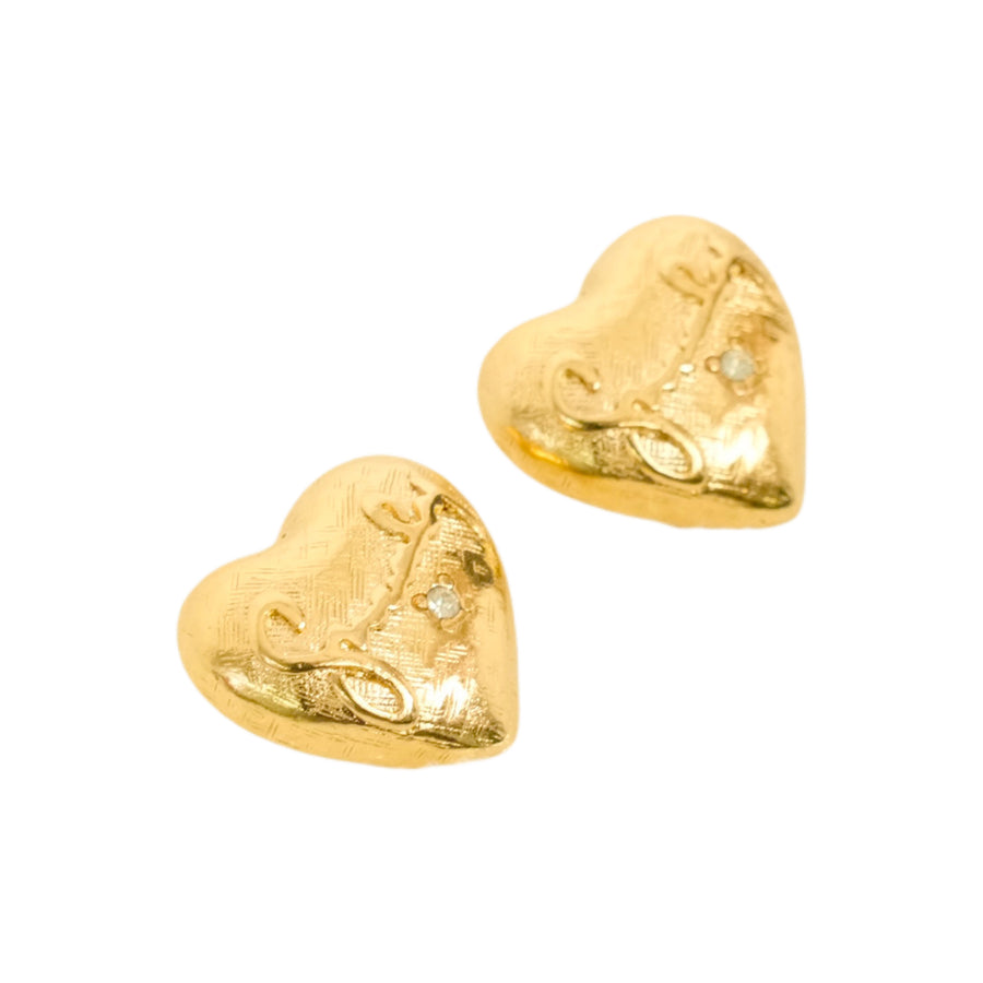 GIVENCHY Rhinestone Heart Earrings