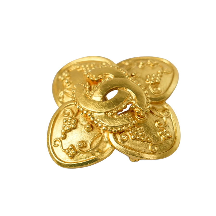 CHANEL Flower Motif Coco Mark Brooch