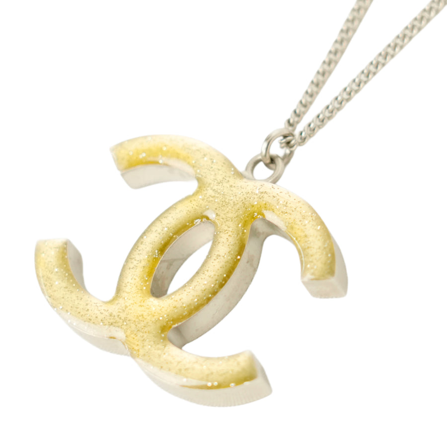 CHANEL Coco Mark Square Rhinestone Reversible Necklace