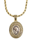 Vintage-Style Face Motif Rhinestone Necklace(Gold-Plated Brass)