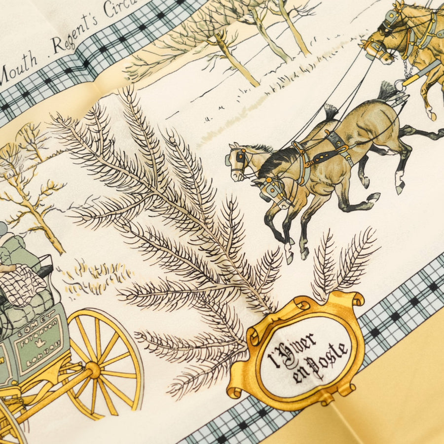 HERMES Carre 90 "Bull & Mouth" Mail Coach Silk Scarf
