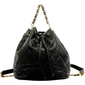 CHANEL 1994–1996 Drawstring Style Caviar Leather Backpack / Handbag