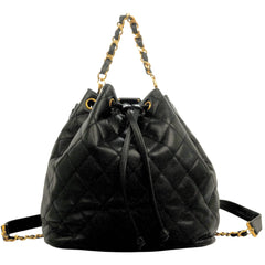 CHANEL 1994–1996 Drawstring Style Caviar Leather Backpack / Handbag