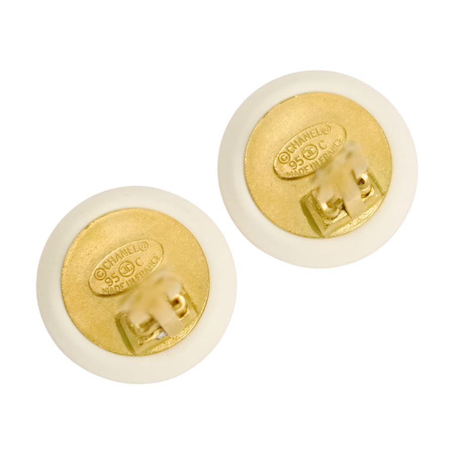 CHANEL Coco Mark Button Earrings