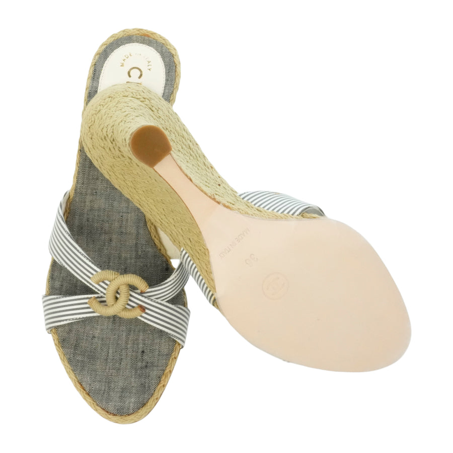 CHANEL Coco Mark Marine Mules Sandals
