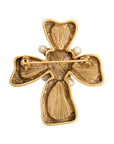 Vintage-Style Cross Motif Stone Brooch