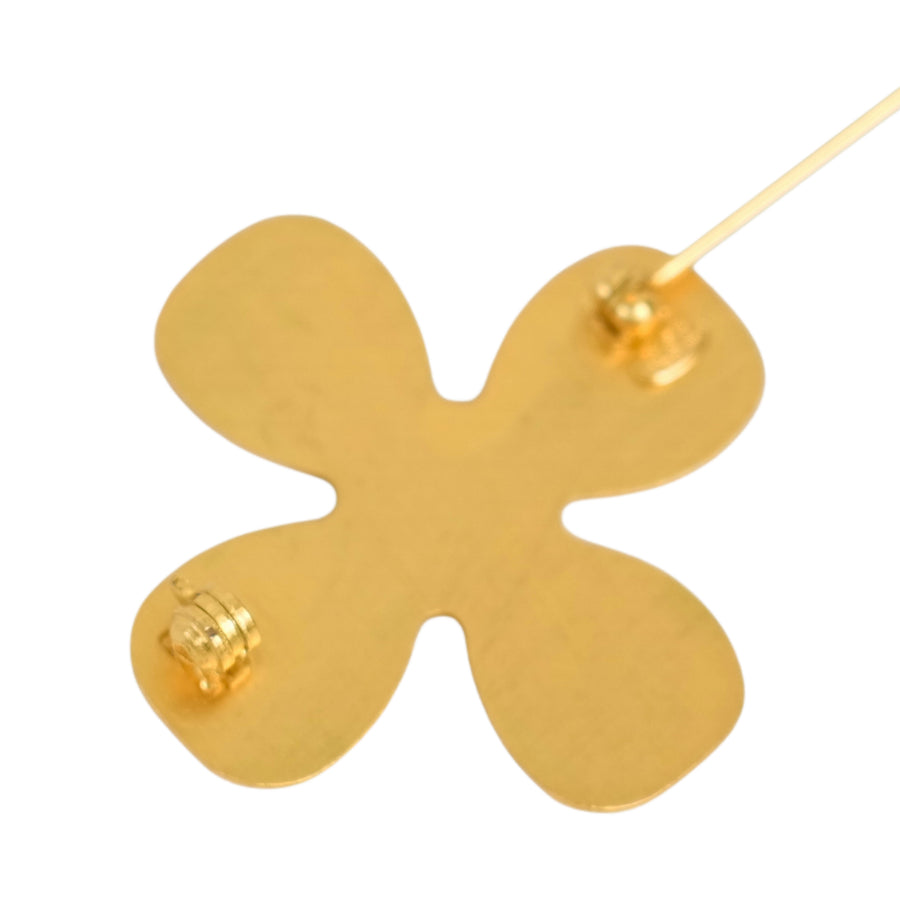 CHANEL Coco Mark Clover Rhinestone Brooch