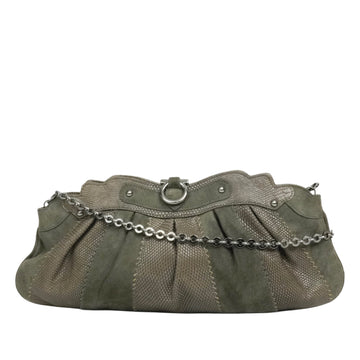 SALVATORE FERRAGAMO Suede Shoulder Bag / Clutch Bag 2-Way
