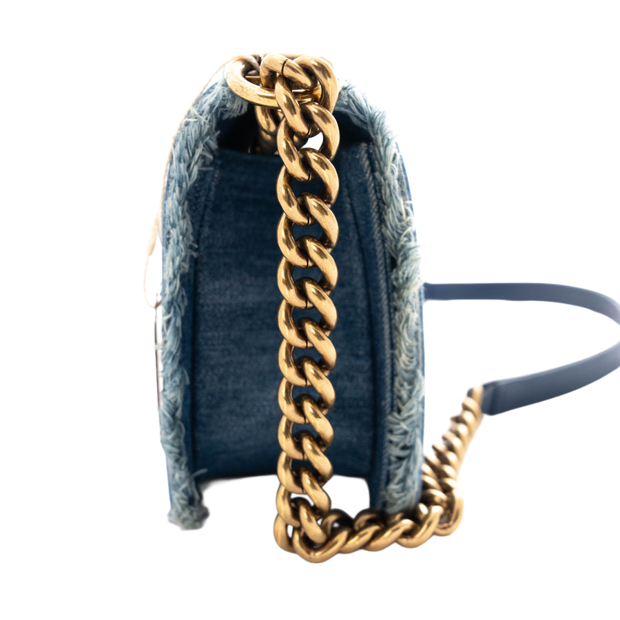 CHANEL Coco Mark Patchwork Denim Shoulder Bag