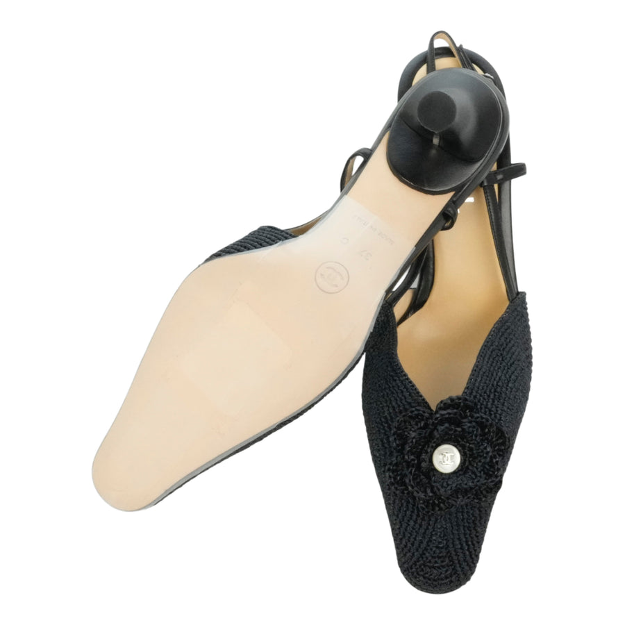 CHANEL Camellia Slingback Sandals