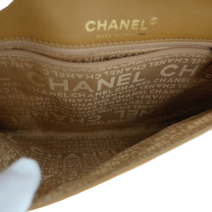CHANEL 2003-2004 Embossed Logo Chain Double-Front Flap Shoulder Bag