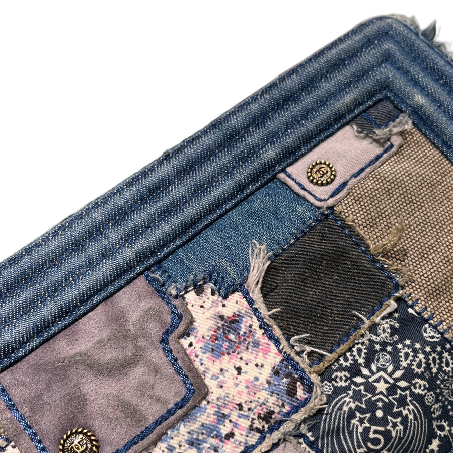 CHANEL Coco Mark Patchwork Denim Shoulder Bag