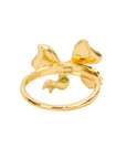 Vintage-Style Ribbon Motif Rhinestone Adjustable Ring
