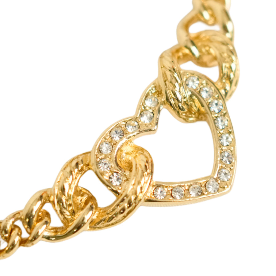 CHRISTIAN DIOR Heart Rhinestone Necklace