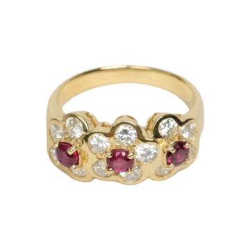 K18 Natural Ruby 0.60ct Diamond 0.83ct Ring