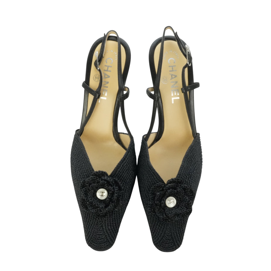 CHANEL Camellia Slingback Sandals