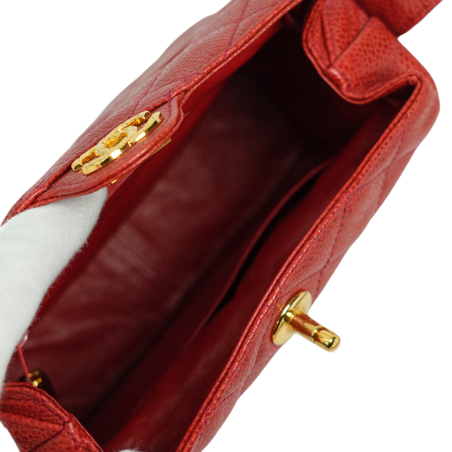 CHANEL 1991–1994 Matelassé Coco Mark Caviar Skin Shoulder Bag