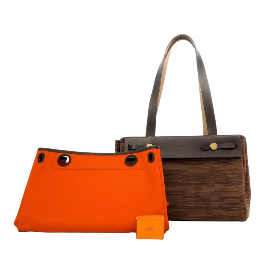 HERMES Toile Officier Aile Bag Cabas PM Shoulder Bag